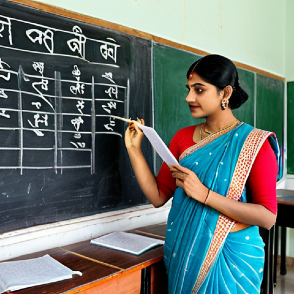 무인 도서관 성공 사례 - **

"A professional Hindi teacher, fully clothed in a traditional yet modest saree, writing on a cha...